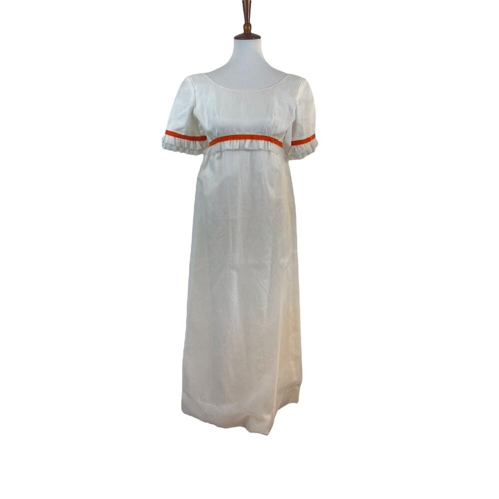 Emma Domb Vtg Swiss Dot Prairie 70s Hippie Dress Puff Sleeve Bridgerton Size 9